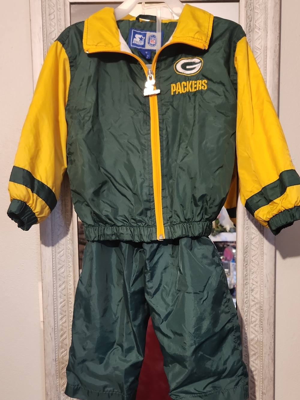 STARTER Green & Yellow Kids Packers Windbreaker Set